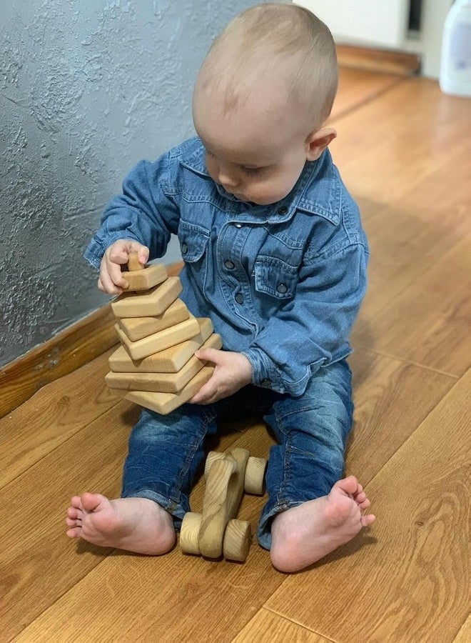ANAIZA Wooden Stacking Toys for Toddlers | Montessori Educational Stacker Set | Different Shape Sorting Toy for Toddlers | Educational Pyramid Toy for Babies (Square) - Image 5